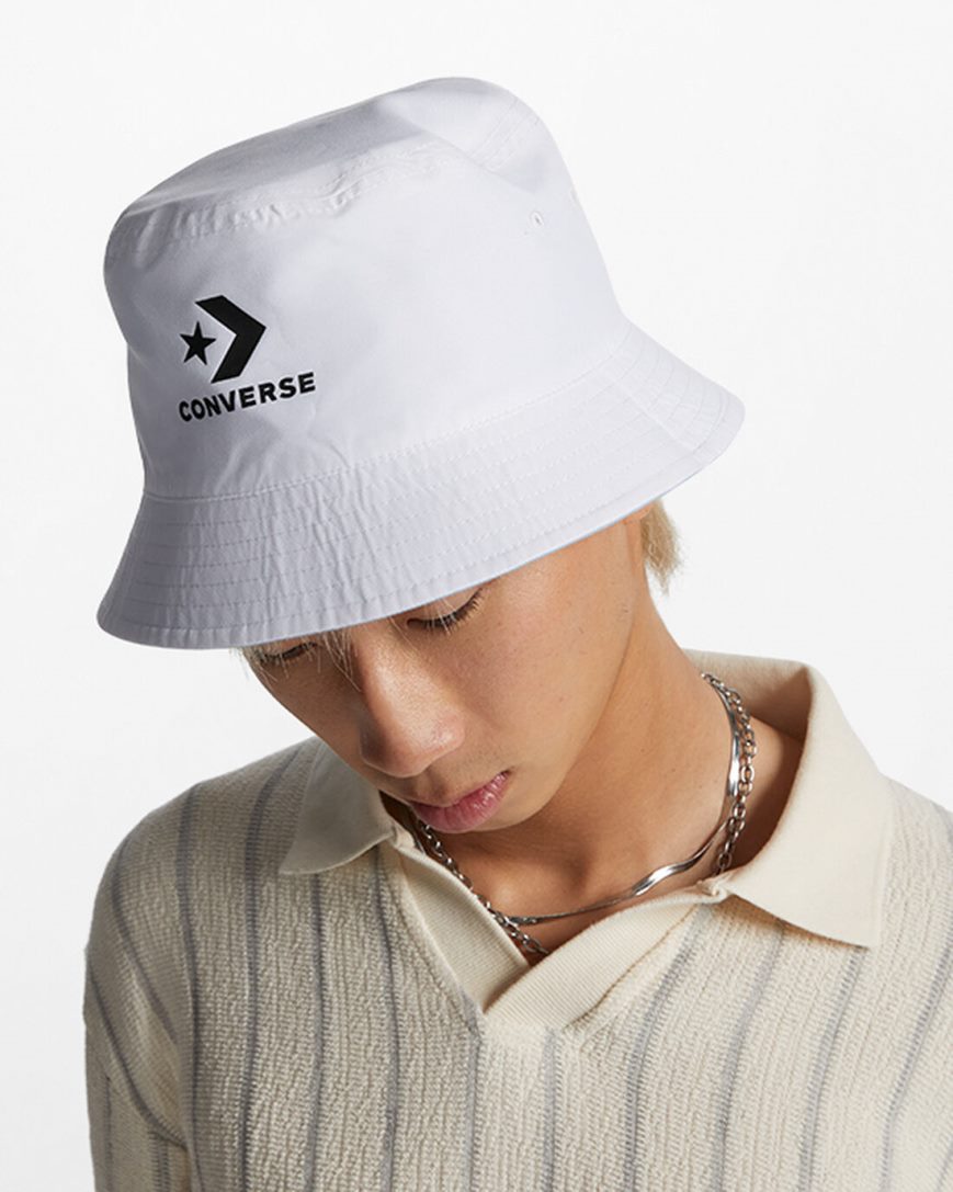 Women's Converse Star Chevron Logo Reversible Bucket Hats White | AU 98E10A